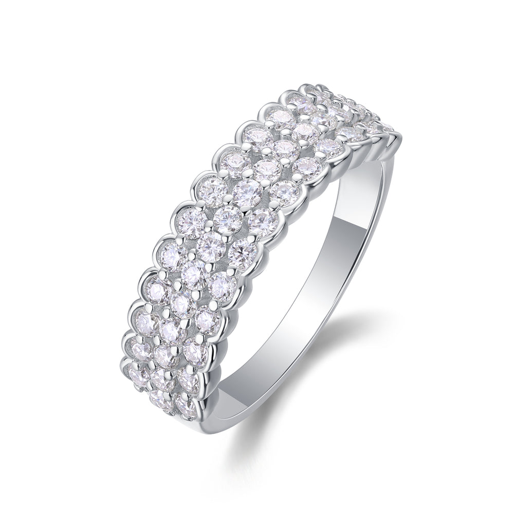 Three Layer Half Eternity Matching Band Wedding Ring