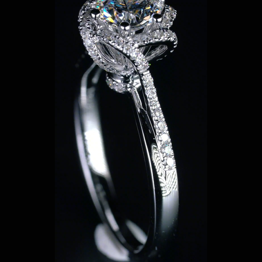 Flower Fountain Design Moissanite Engagement Ring