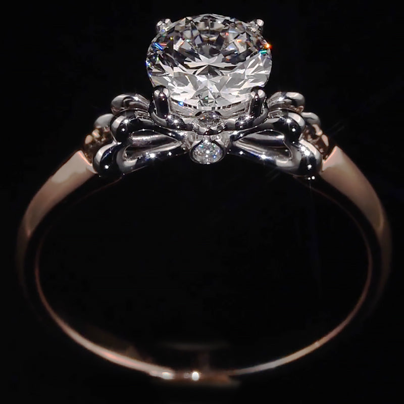 Two-Tone Bow Shank Accent Moissanite Engagement Ring