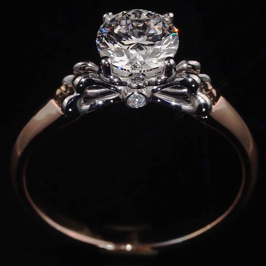 Two-Tone Bow Shank Accent Moissanite Engagement Ring