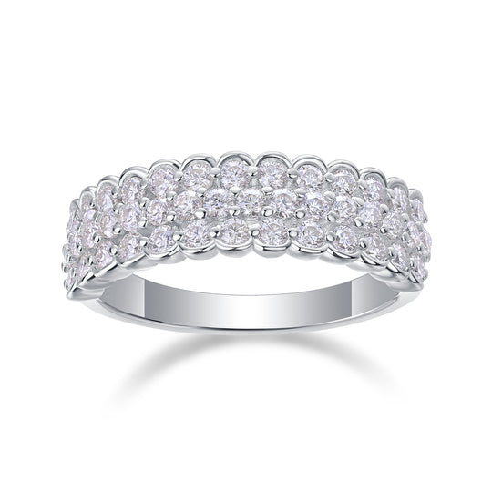 Three Layer Half Eternity Matching Band Wedding Ring