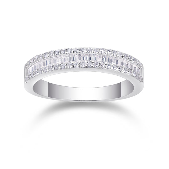 Baguettes Cut Half Eternity Matching Band Wedding Ring