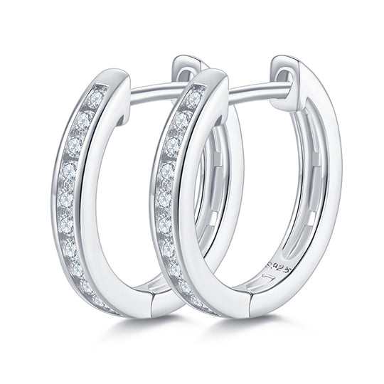 Single Row Half Hoop S925 Silver Moissanite Earrings 2