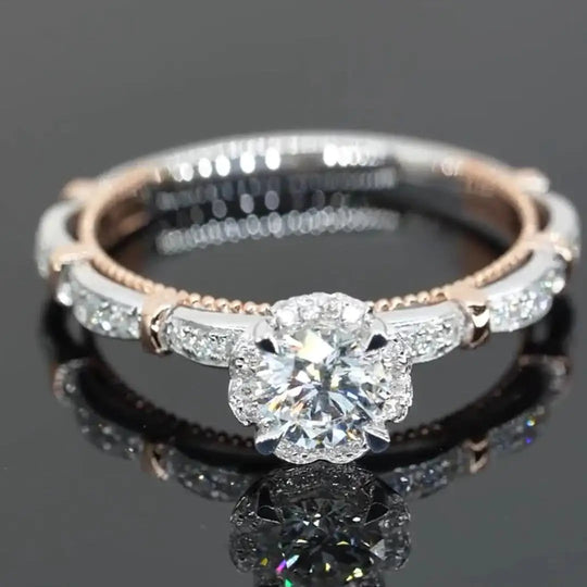 New Flower Design Moissanite Engagement Ring