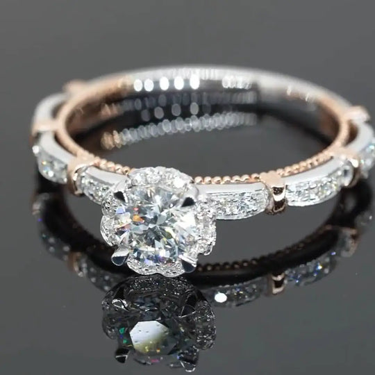 New Flower Design Moissanite Engagement Ring