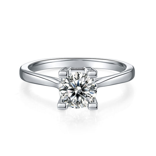 H W Letter Design Moissanite Engagement Ring