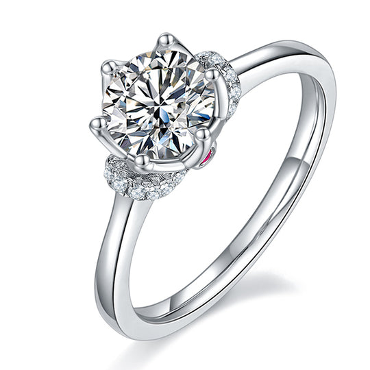 Crown V-Shaped Moissanite Diamond Engagement Ring