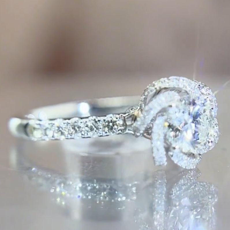 Flower Fountain Design Moissanite Engagement Ring 2