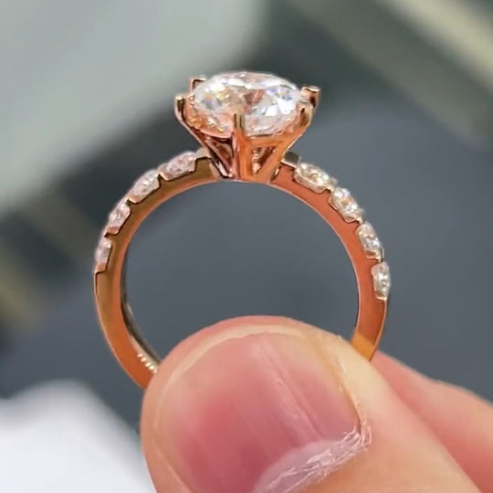 2CT Round Cut Moissanite Engagement Ring