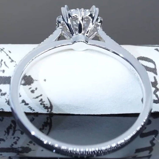 Snowflake Design Moissanite Engagement Ring