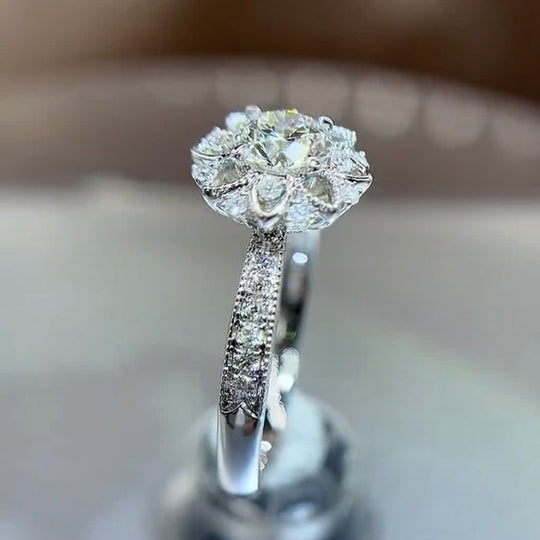 FLower Moissanite Engagement Ring