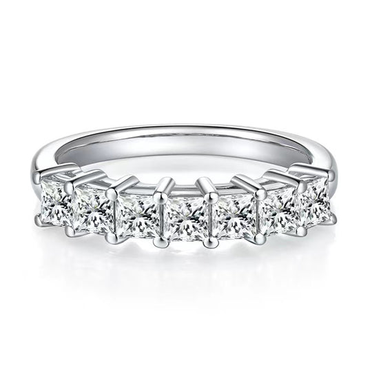 Princess Moissanite Half Eternity Matching Band Wedding Ring