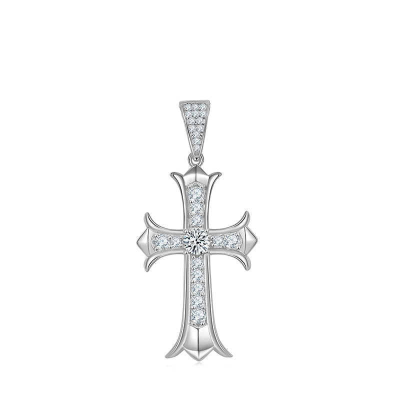 3mm/4mm/5mm Vintage Moissanite Cross Pendant Necklace