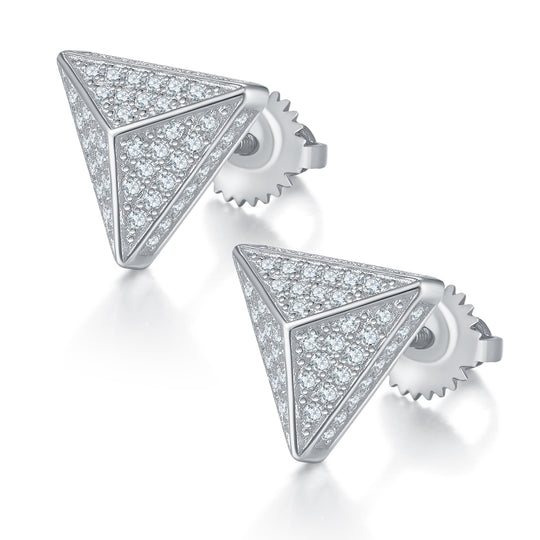 Triangular S925 Silver Screw Back Stud Moissanite Earrings