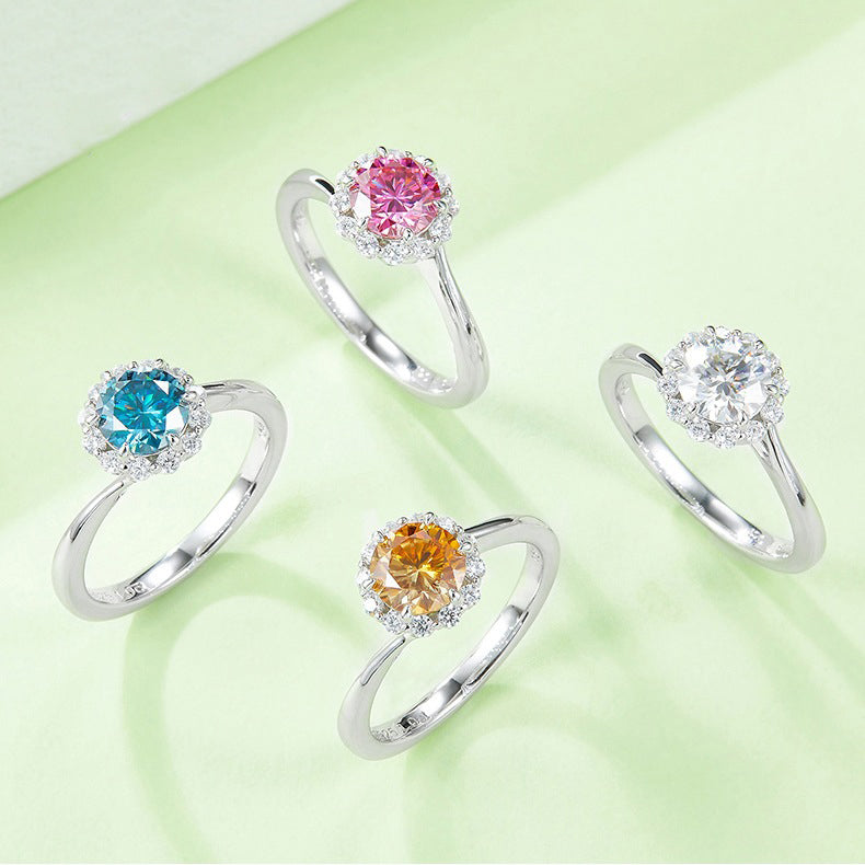 Twisted Ring Band Colorful Moissanite Engagement Ring