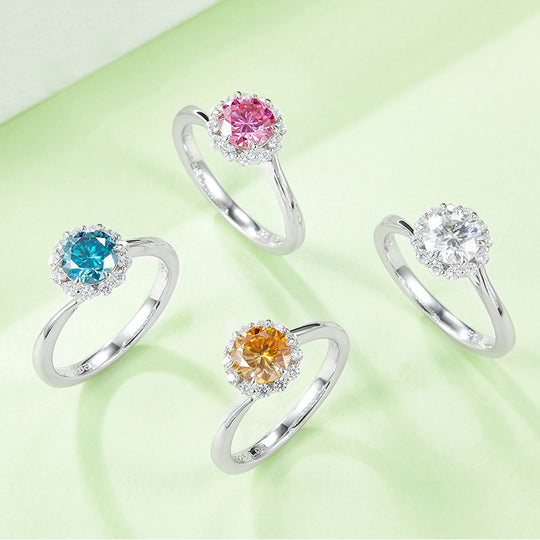 Twisted Ring Band Colorful Moissanite Engagement Ring