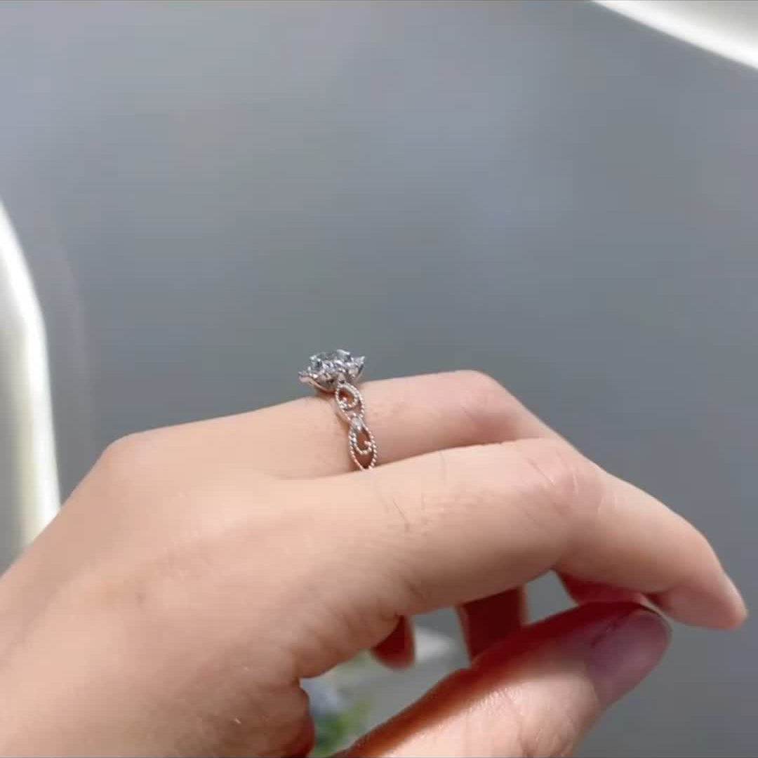 Flower Infinity Ring Band Design Moissanite Engagement Ring