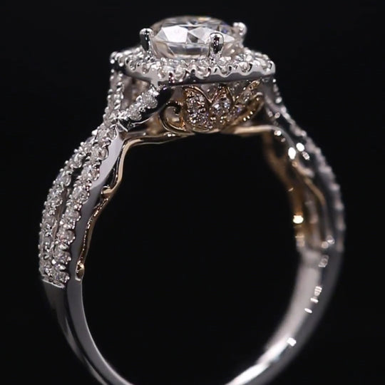 New Arrived Halo Flower Design Moissanite Engagement Ring