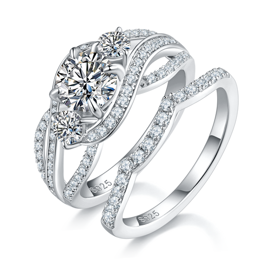 Round Cut Moissanite Moissanite Engagement and Wedding Ring Set