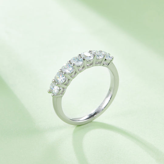 Nhẫn cưới hình bầu dục Moissanite Half Eternity Matching