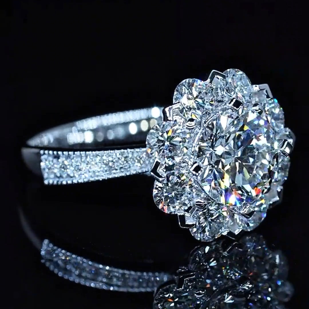 New Arrived Snowflake Halo Design Moissanite Engagement Ring