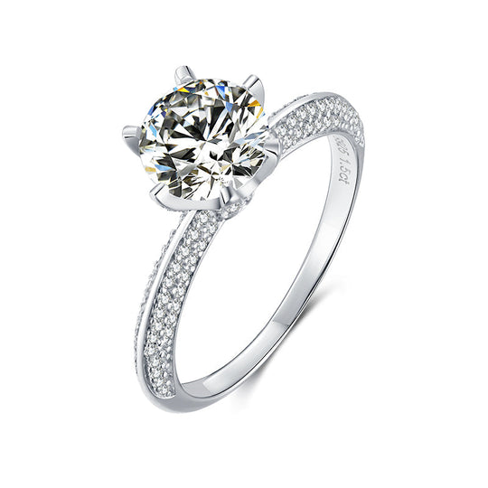 Classic 6 Prongs Iced Out Moissanite Engagement Ring