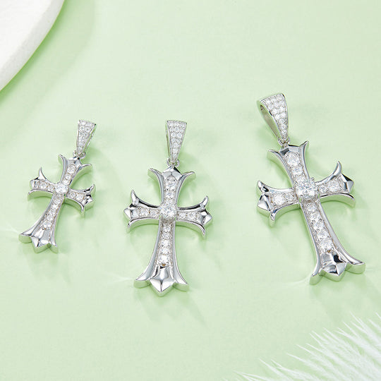 3mm/4mm/5mm Vintage Moissanite Cross Pendant Necklace