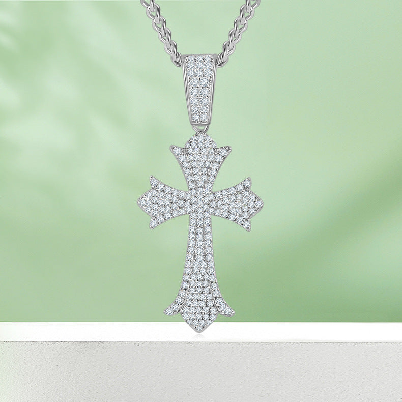 Moissanite Vintage Cross Pendant Necklace