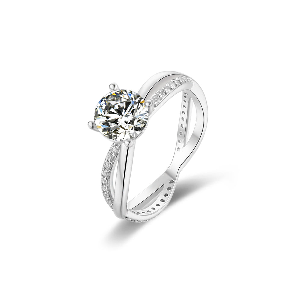 Cross Ring Band Design Moissanite Engagement Ring