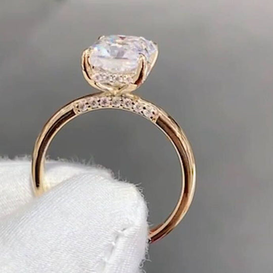 3CT Radiant Cut Hidden Halo Moissanite Engagement Ring