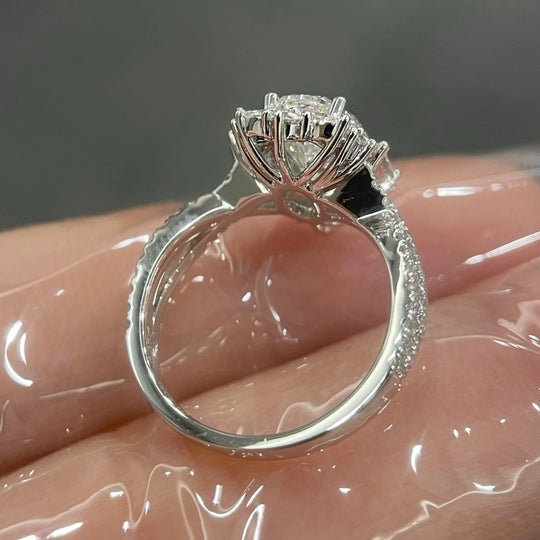 Twisted Arm Design Oval Cut Moissanite Engagement Ring