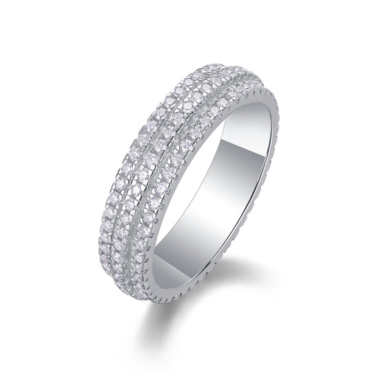 Three Layer Moissanite Full Eternity Ring Wedding Band