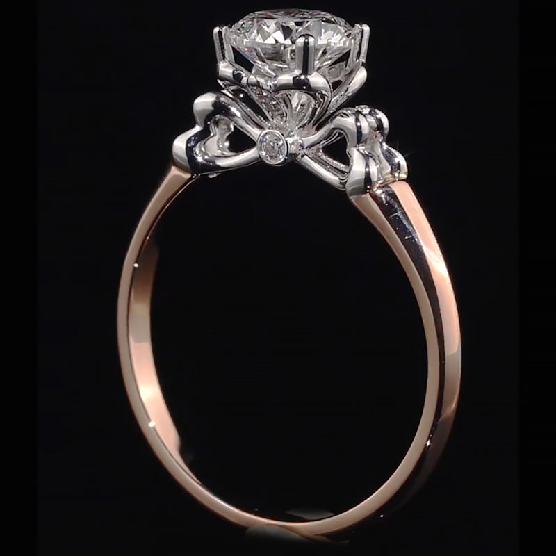 Two-Tone Bow Shank Accent Moissanite Engagement Ring