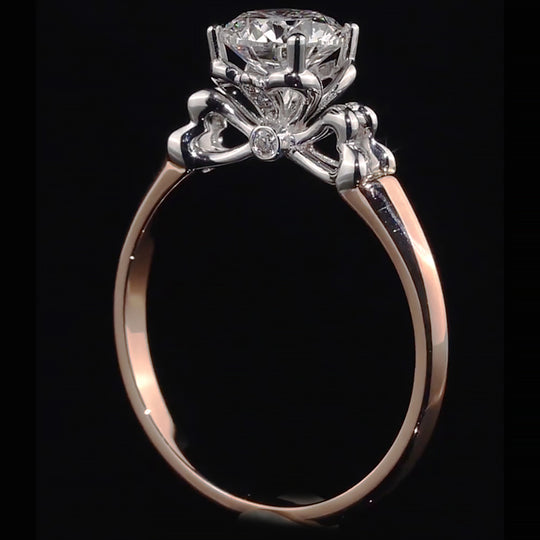 Two-Tone Bow Shank Accent Moissanite Engagement Ring