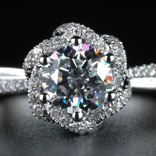 Flower Fountain Design Moissanite Engagement Ring