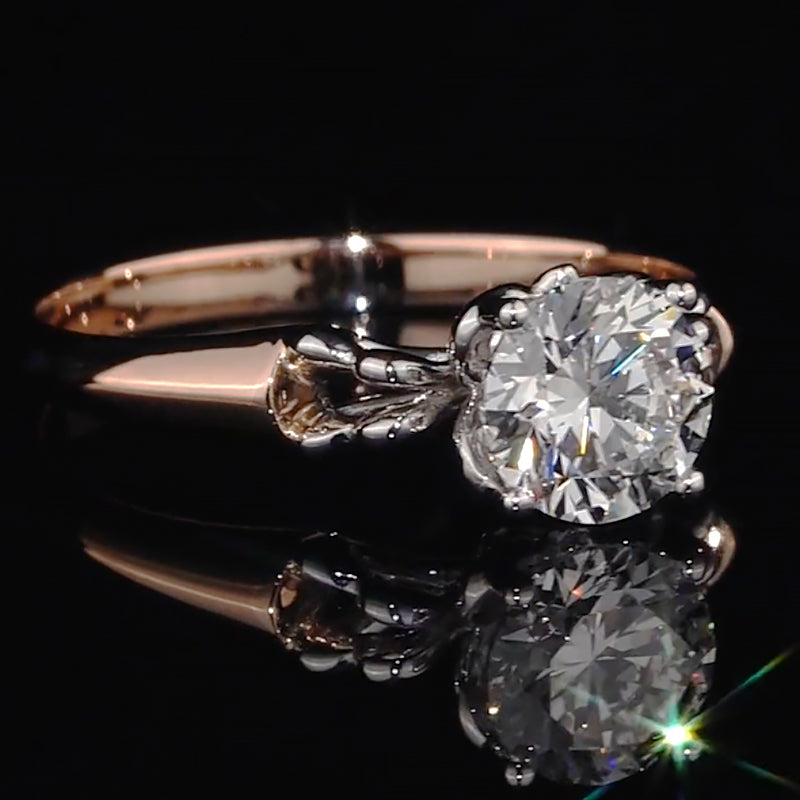 Two-Tone Bow Shank Accent Moissanite Engagement Ring
