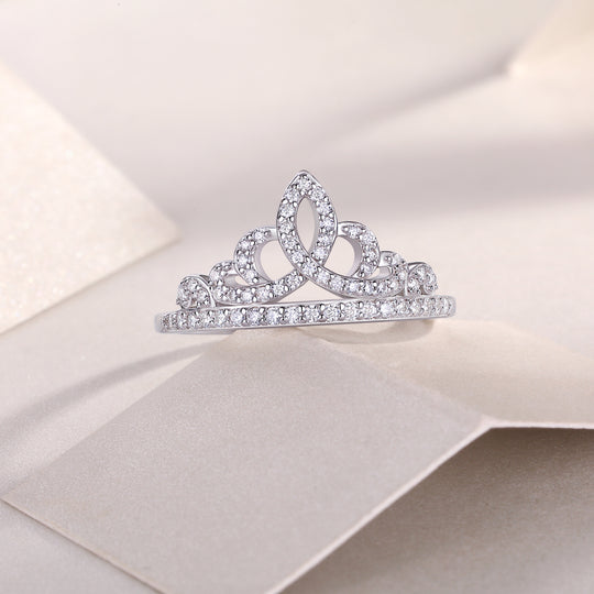 Princess Crown Design Moissanite Wedding Ring