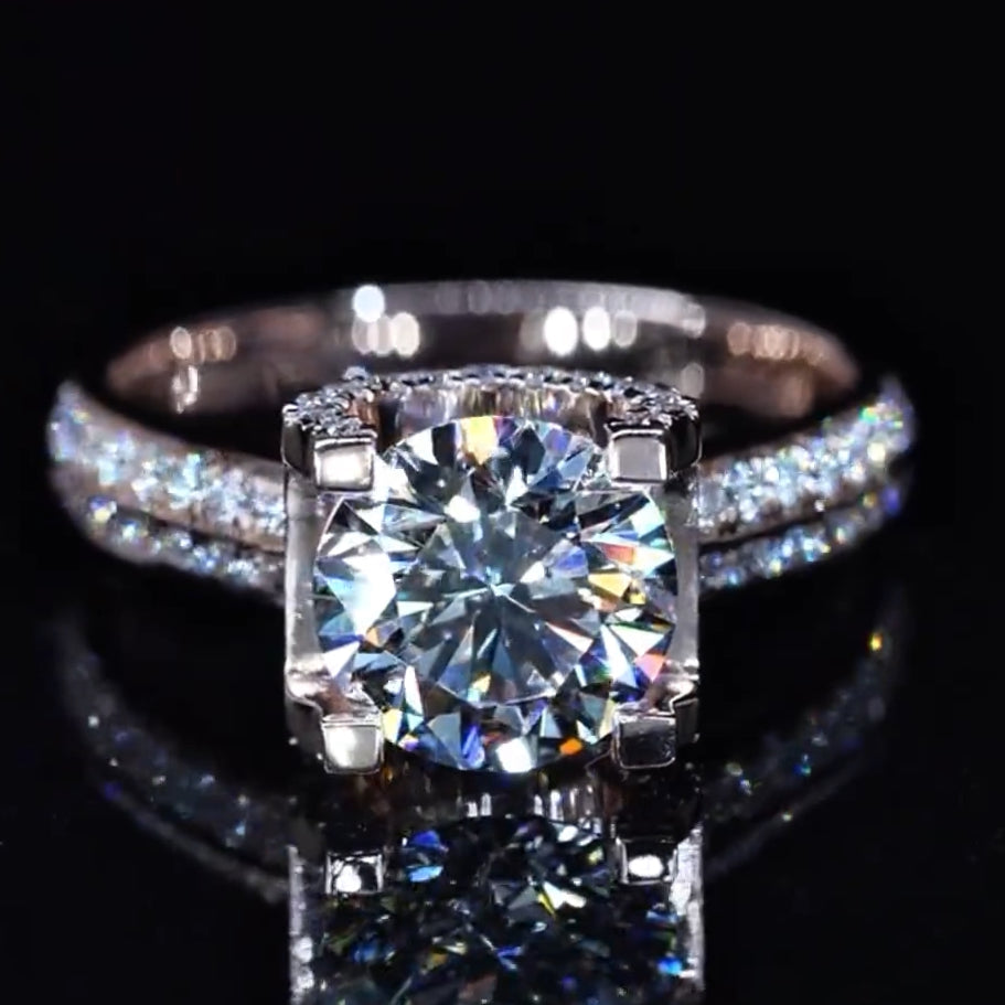 2CT 4-Prong Moissanite Solitaire Engagement Ring