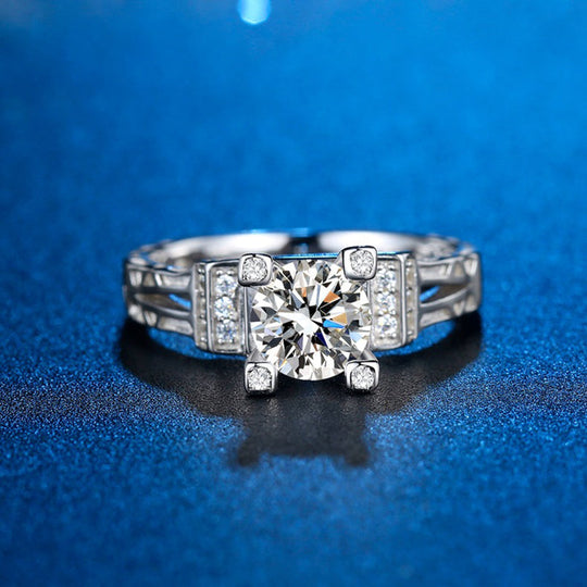 Architectural Design Moissanite Engagement Ring