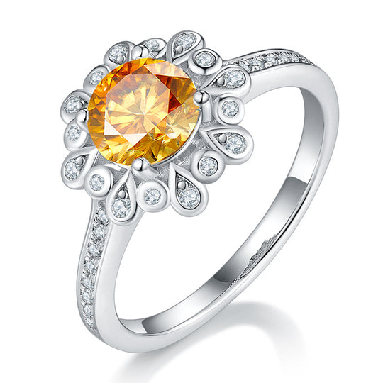 Special Flower Colorful Moissanite Engagement Ring