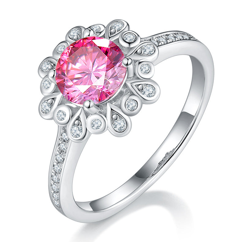 Special Flower Colorful Moissanite Engagement Ring