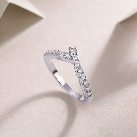 V Shape Moissanite Full Eternity Wedding Band