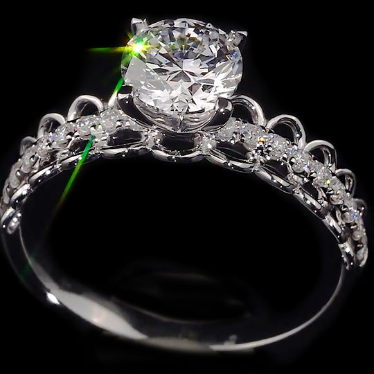 Lace Pave Band Moissanite Engagement Ring
