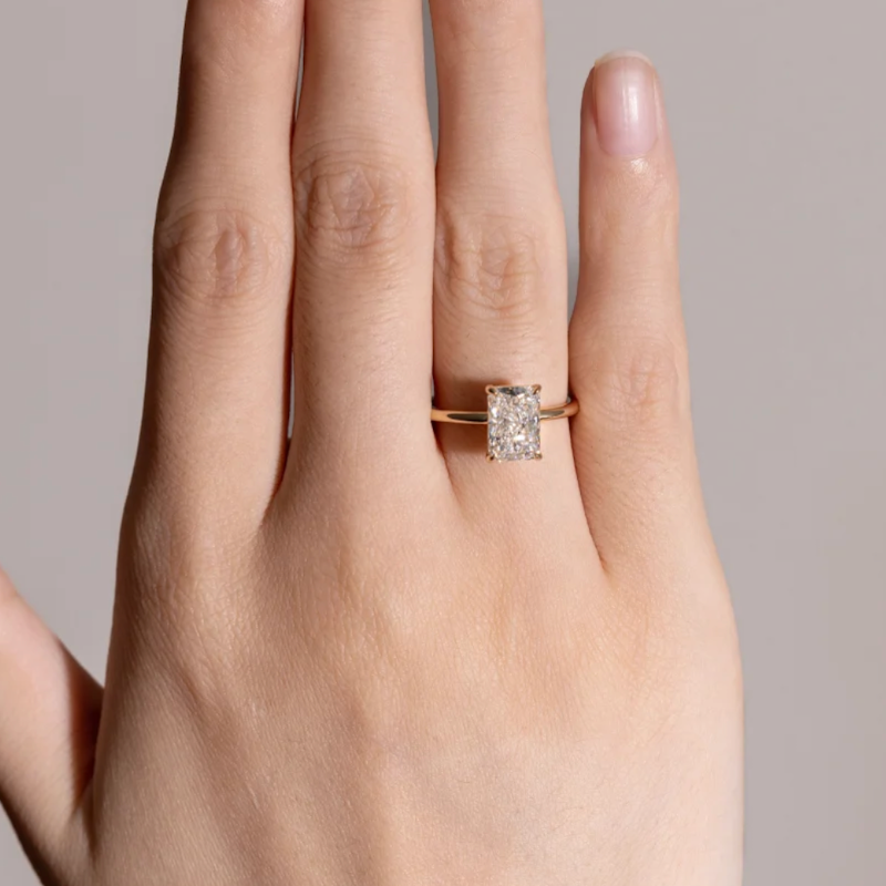 3CT Radiant Cut Solitaire Moissanite Engagement Ring