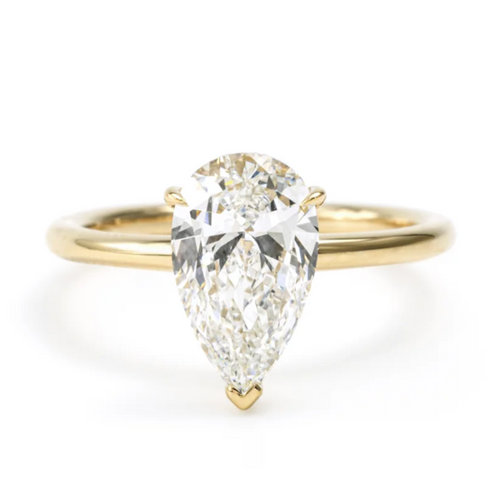 2CT Pear Cut Solitaire Moissanite Engagement Ring