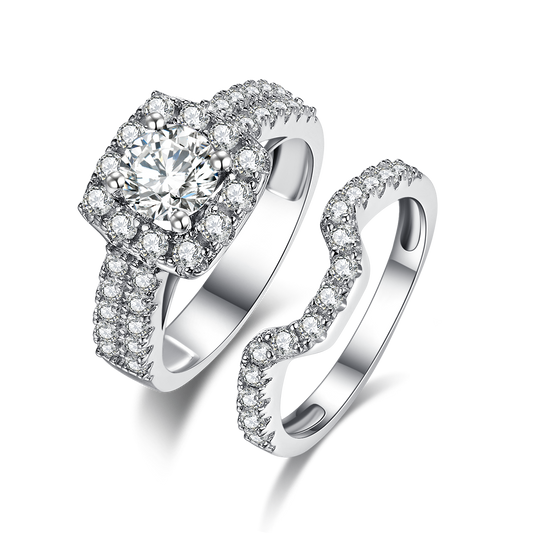 Round Cut Moissanite Moissanite Engagement and Wedding Ring Set 15