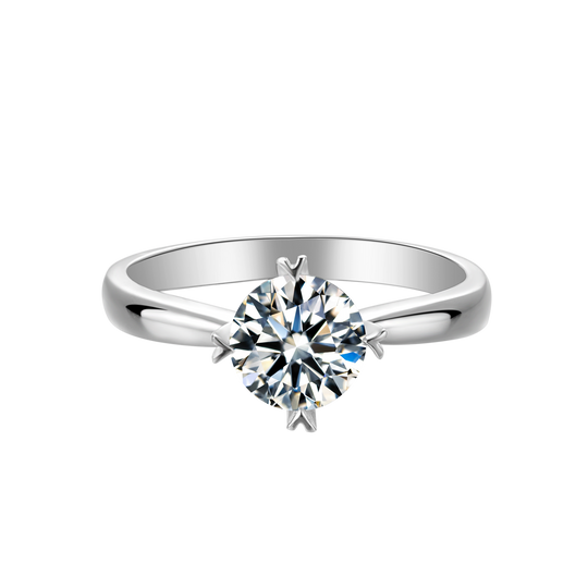 Simple Heart Prongs Design Moissanite Engagement Ring