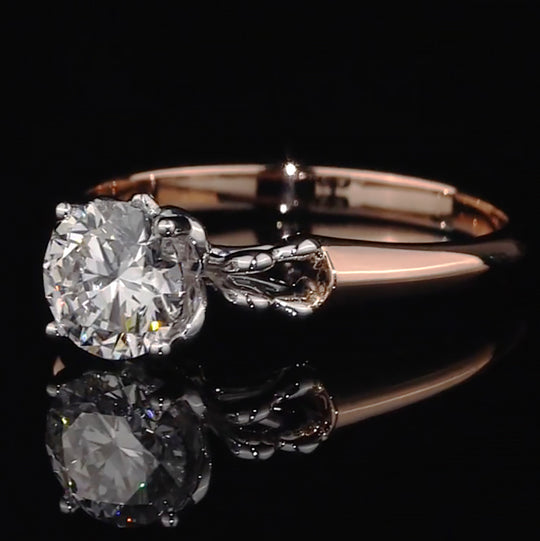 Two-Tone Bow Shank Accent Moissanite Engagement Ring