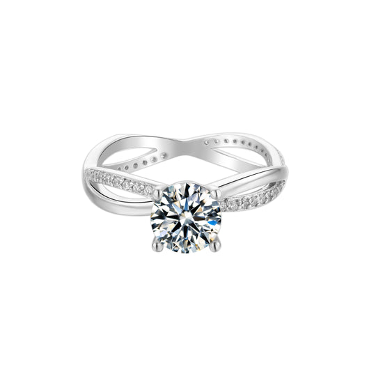 Cross Ring Band Design Moissanite Engagement Ring