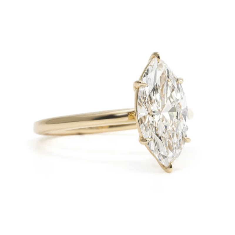 3CT Marquise  Cut Solitaire Moissanite Engagement Ring